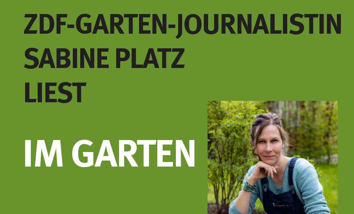 ZDF-GARTEN-JOURNALISTIN SABINE PLATZ LIEST IM GARTEN